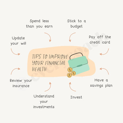 Tips To Improve Your Financial Health Instagram Post Canva Template