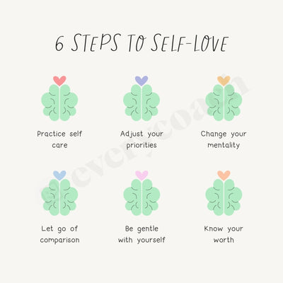 6 Steps To Self-Love S02062302 Instagram Post Canva Template