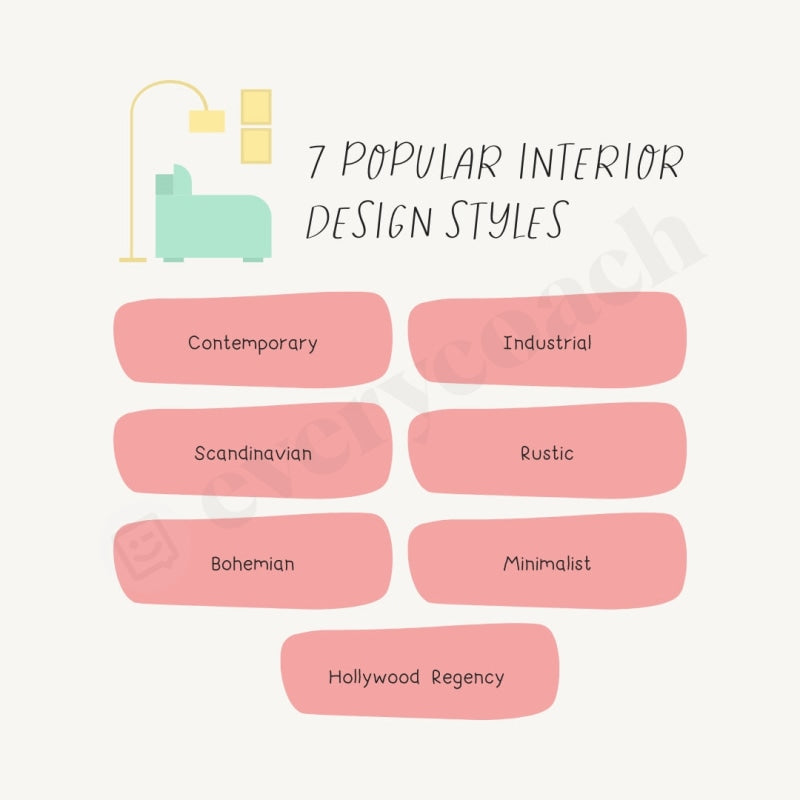7 Popular Interior Design Styles Instagram Post Canva Template – everycoach