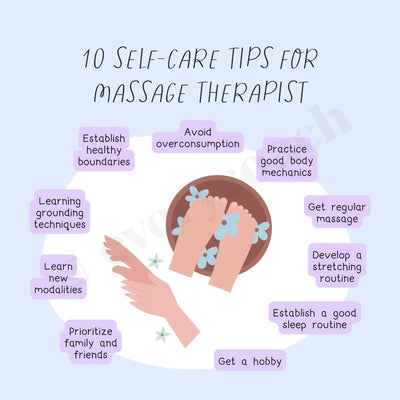 10 Self-Care Tips For Massage Therapist Instagram Post Canva Template