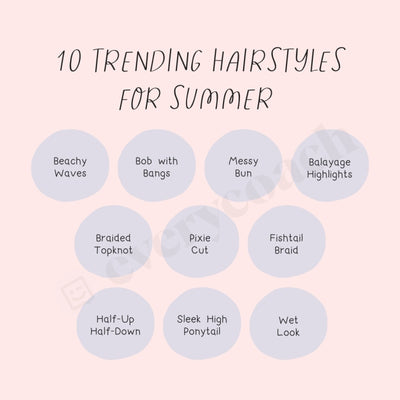 10 Trending Hairstyles For Summer Instagram Post Canva Template