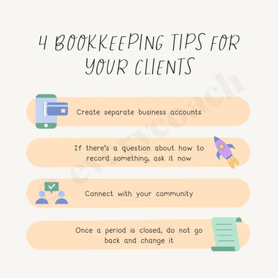 4 Bookkeeping Tips For Your Clients Instagram Post Canva Template