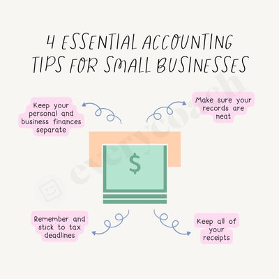 4 Essential Accounting Tips For Small Businesses Instagram Post Canva Template