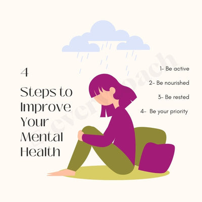 4 Steps To Improve Mental Health Instagram Post Canva Template