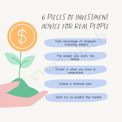 6 Pieces Of Investment Advice For Real People Instagram Post Canva Template
