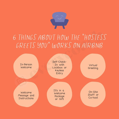 6 Things About How The Hostess Greets You Works On Airbnb Instagram Post Canva Template
