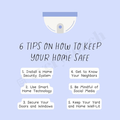 6 Tips On How To Keep Your Home Safe Instagram Post Canva Template