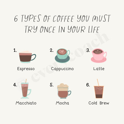 6 Types Of Coffee You Must Try Once In Your Life Instagram Post Canva Template