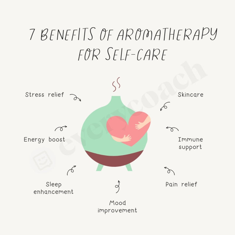 7 Benefits Of Aromatherapy For Self-Care Instagram Post Canva Template