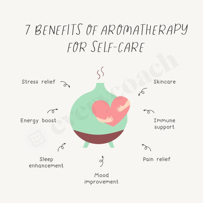 7 Benefits Of Aromatherapy For Self-Care Instagram Post Canva Template