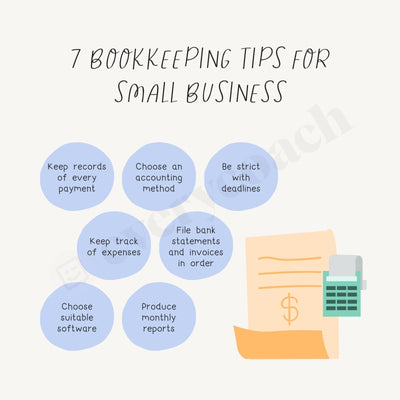 7 Bookkeeping Tips For Small Business Instagram Post Canva Template