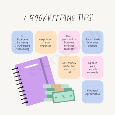 7 Bookkeeping Tips Instagram Post Canva Template
