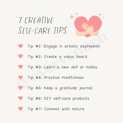7 Creative Self-Care Tips Instagram Post Canva Template