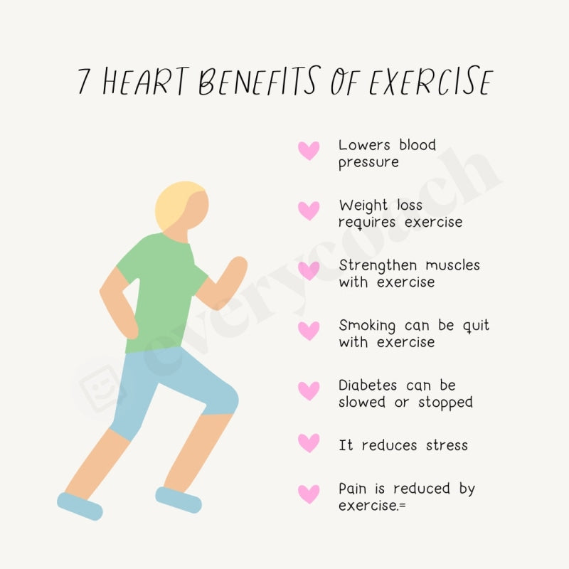 7 Heart Benefits Of Exercise Instagram Post Canva Template