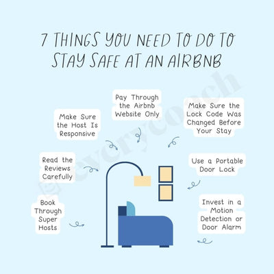 7 Things You Need To Do Stay Safe At An Airbnb Instagram Post Canva Template