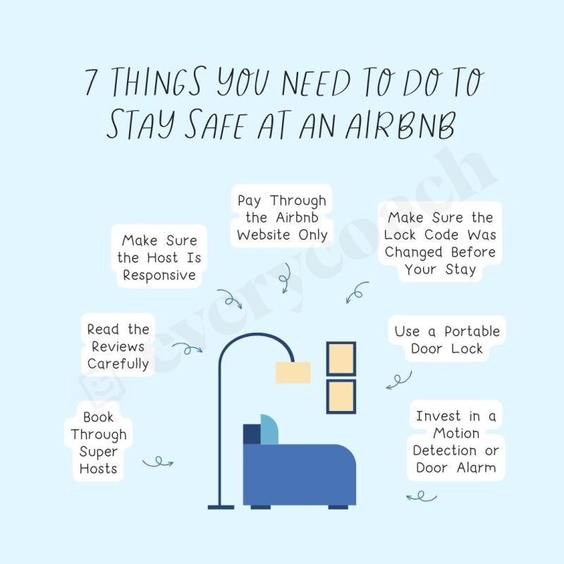 7 Things You Need To Do Stay Safe At An Airbnb Instagram Post Canva Template