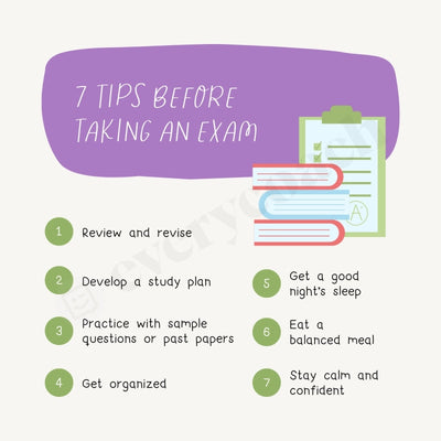 7 Tips Before Taking An Exam Instagram Post Canva Template