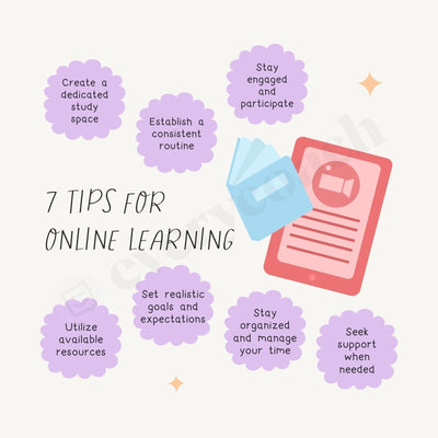 7 Tips For Online Learning Instagram Post Canva Template