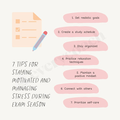 7 Tips For Staying Motivated And Managing Stress During Exam Season Instagram Post Canva Template