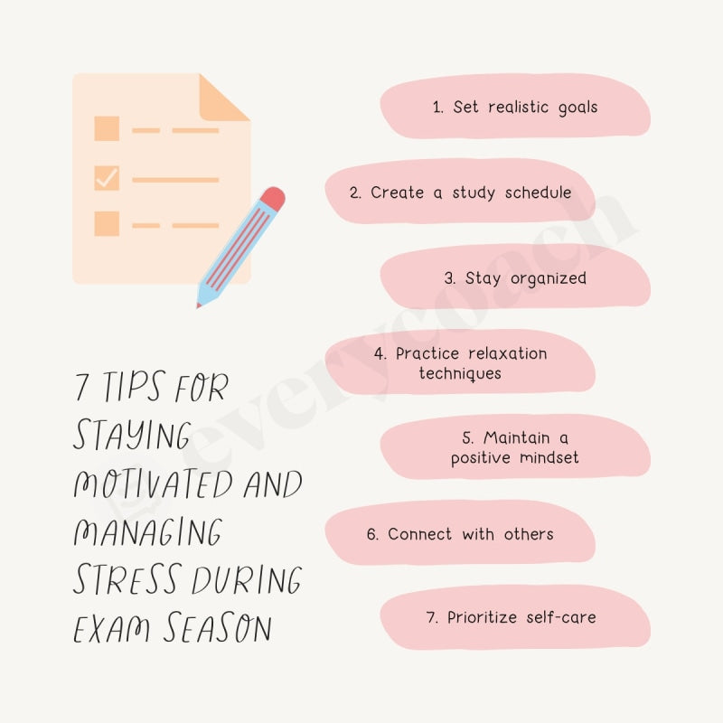 7 Tips For Staying Motivated And Managing Stress During Exam Season Instagram Post Canva Template