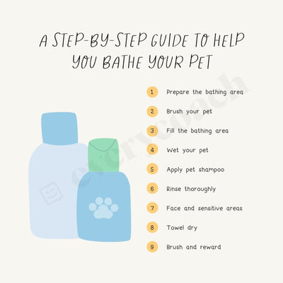 A Step By Guide To Help You Bathe Your Pet Instagram Post Canva Template