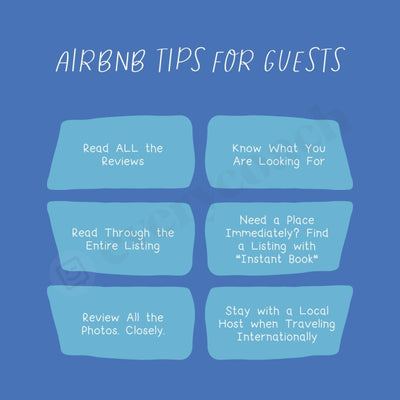 Airbnb Tips For Guests Instagram Post Canva Template