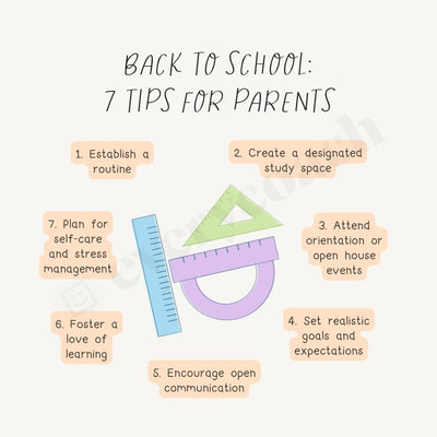 Back To School 7 Tips For Parents Instagram Post Canva Template