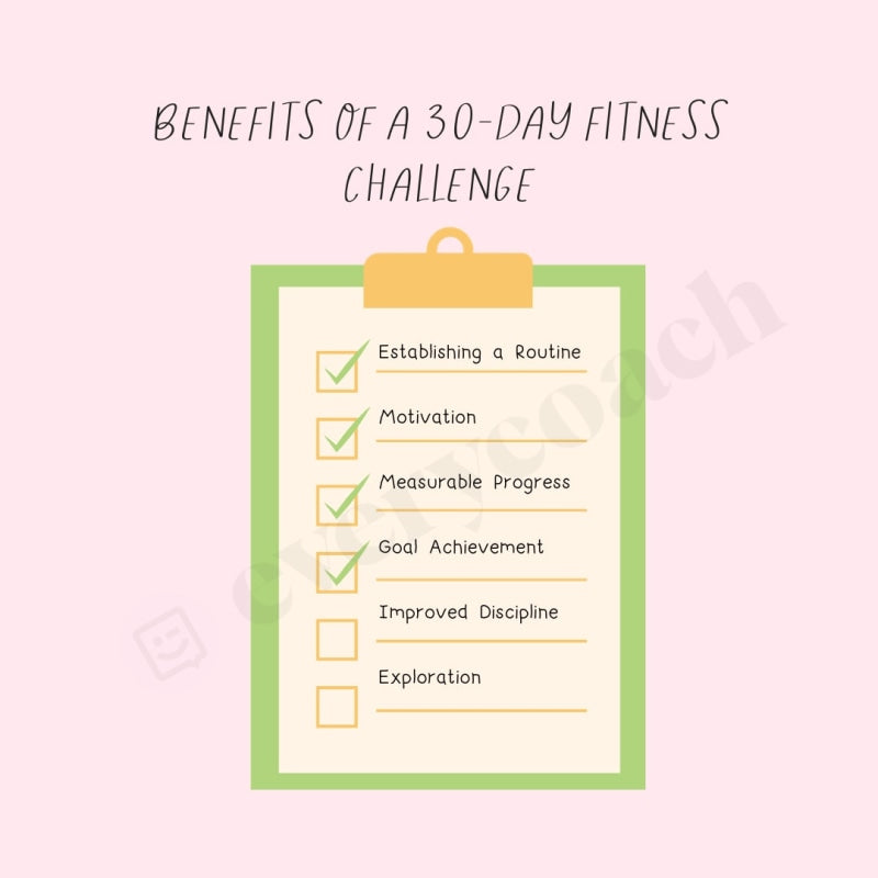 Benefits Of A 30 Days Fitness Challenge Instagram Post Canva Template