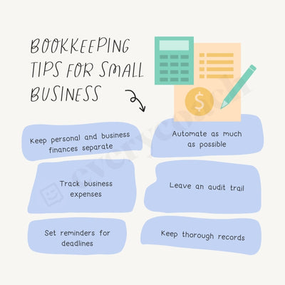 Bookkeeping Tips For Small Business Instagram Post Canva Template