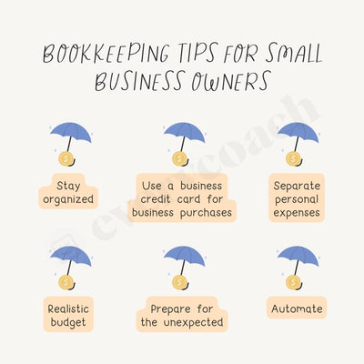 Bookkeeping Tips For Small Business Owners Instagram Post Canva Template
