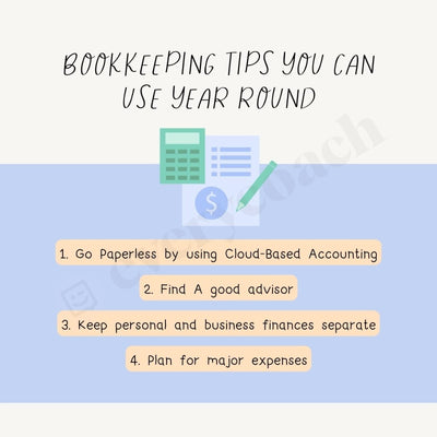 Bookkeeping Tips You Can Use Year Round Instagram Post Canva Template