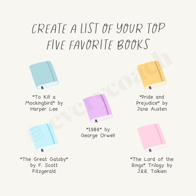 Create A List Of Your Top Five Favorite Books Instagram Post Canva Template