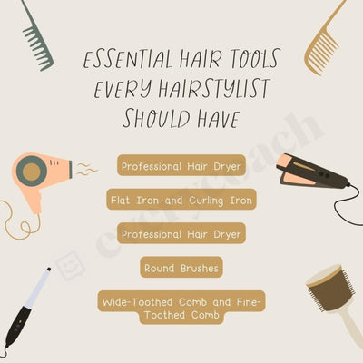 Essential Hair Tools Every Hairstylist Should Have Instagram Post Canva Template