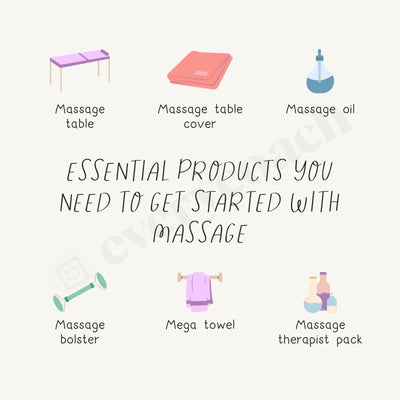 Essential Products You Need To Get Started With Massage Instagram Post Canva Template
