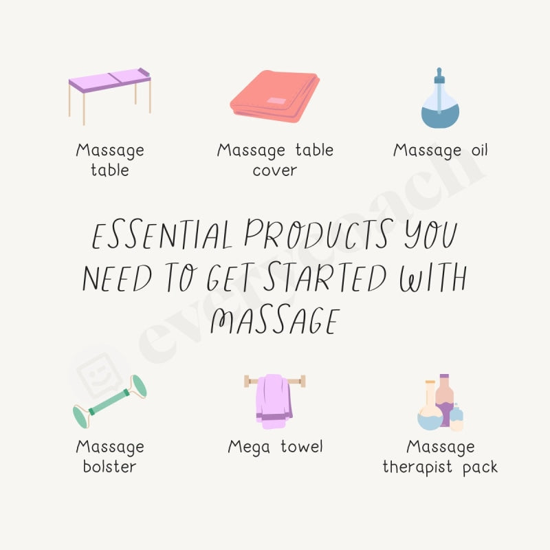 Essential Products You Need To Get Started With Massage Instagram Post Canva Template