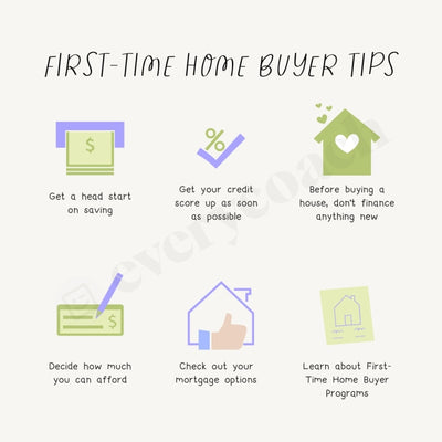 First-Time Home Buyer Tips Instagram Post Canva Template