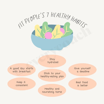 Fit Peoples 7 Healthy Habits Instagram Post Canva Template