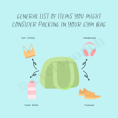 General List Of Items You Might Consider Packing In Your Gym Bag Instagram Post Canva Template