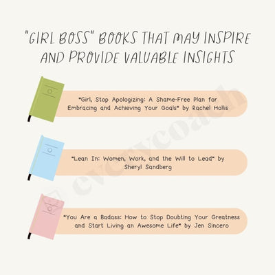 Girl Boss Books That May Inspire And Provide Valuable Insights Instagram Post Canva Template