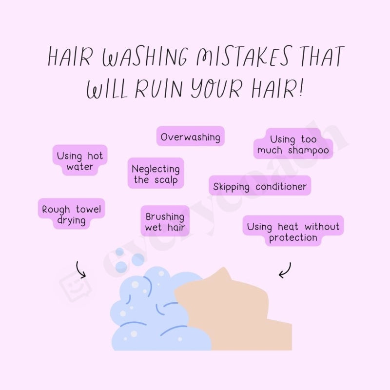 Hair Washing Mistakes That Will Ruin Your Instagram Post Canva Template