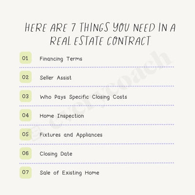 Here Are 7 Things You Need In A Real Estate Contract Instagram Post Canva Template