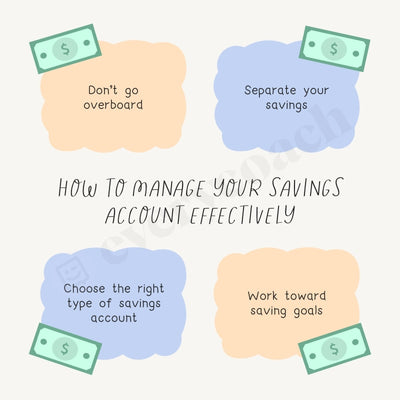 How To Manage Your Savings Account Effectively Instagram Post Canva Template