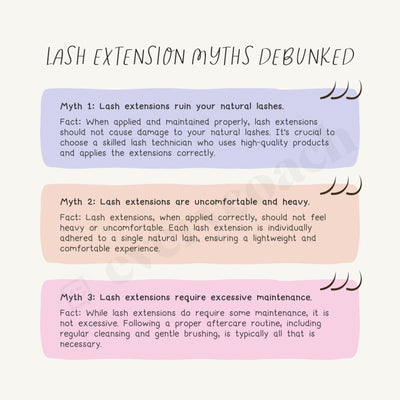 Lash Extension Myths Debunked Instagram Post Canva Template