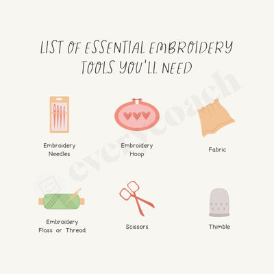List Of Essential Embroidery Tools Youll Need Instagram Post Canva Template