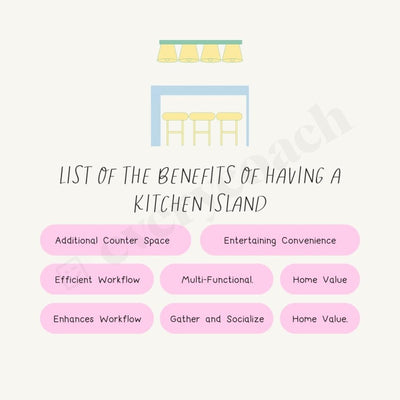 List Of The Benefits Having A Kitchen Island Instagram Post Canva Template