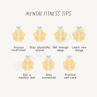 Mental Fitness Tips Instagram Post Canva Template