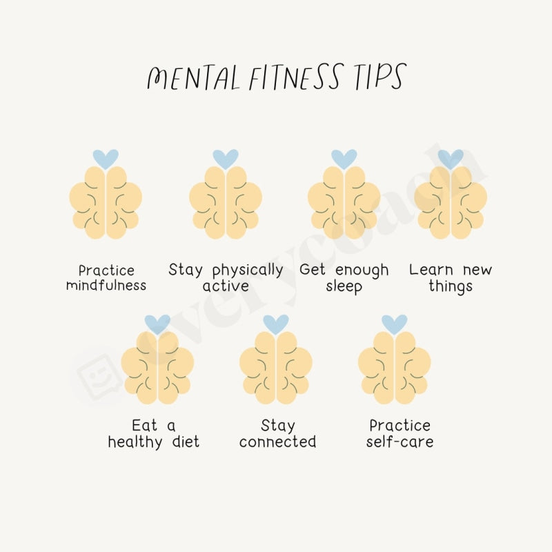 Mental Fitness Tips Instagram Post Canva Template