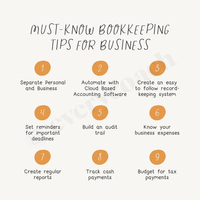 Must-Know Bookkeeping Tips For Business Instagram Post Canva Template