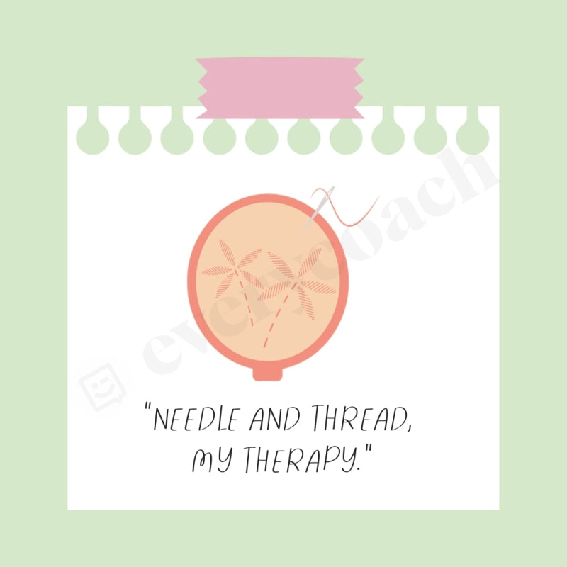 Needle And Thread My Therapy Instagram Post Canva Template