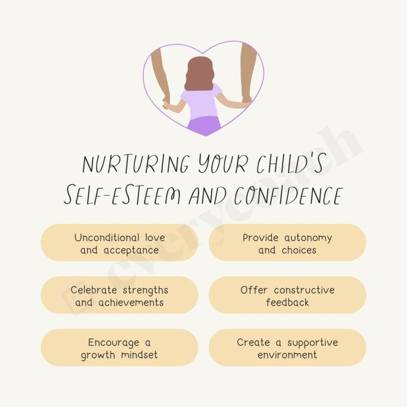 Nurturing Your Childs Self Esteem And Confidence Instagram Post Canva Template